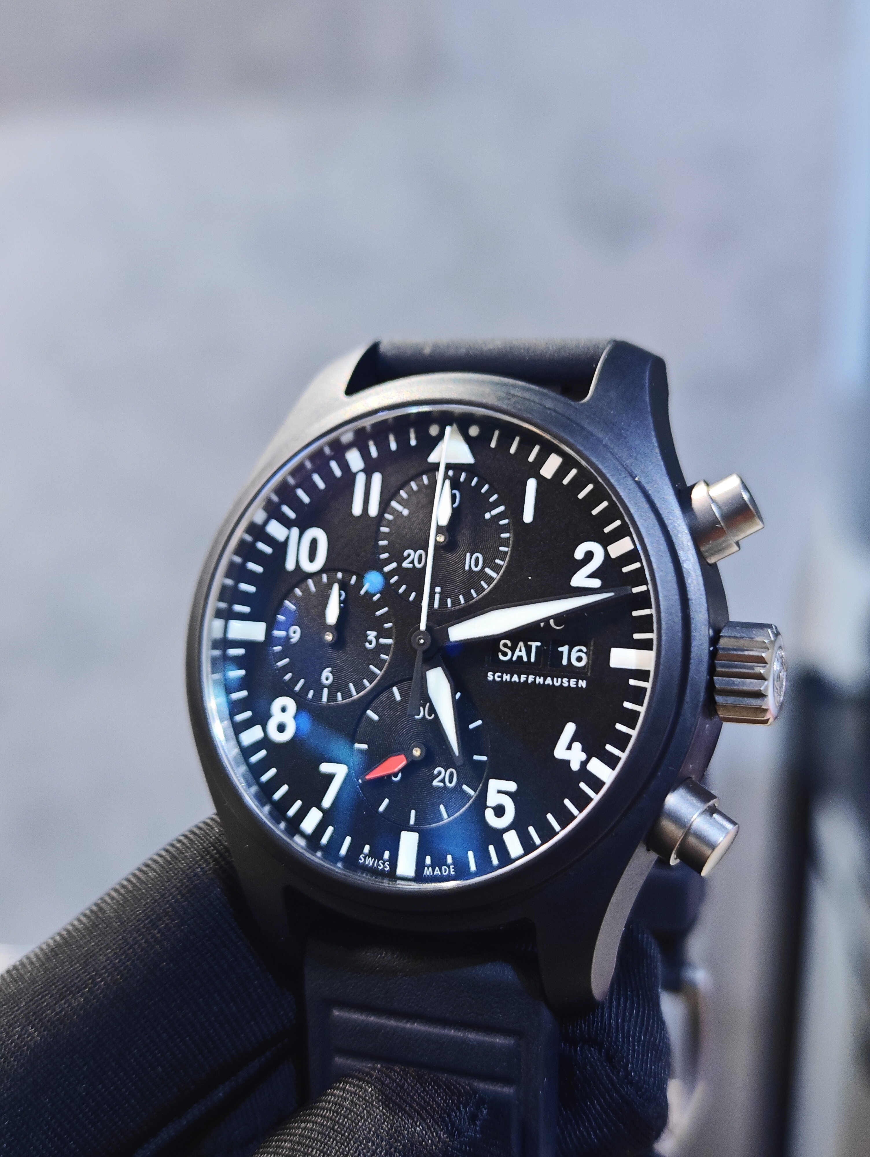 BRAND NEW IWC IW389401 389401  BLACK DIAL PILOT WATCH CHRONOGRAPH TOP GUN EDITION CERAMIC CASE 41MM