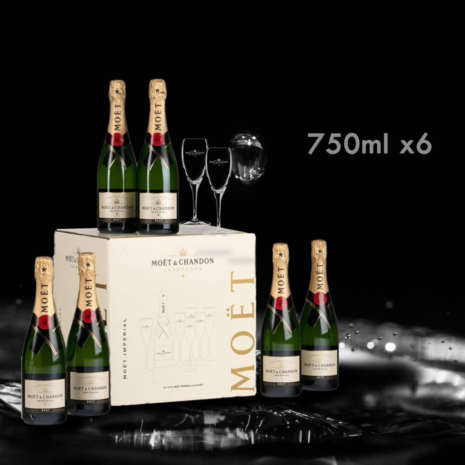 Moët & Chandon Imperial Brut Party Set 派對套裝連杯 (750ML X6 + Glass Flutes X6)