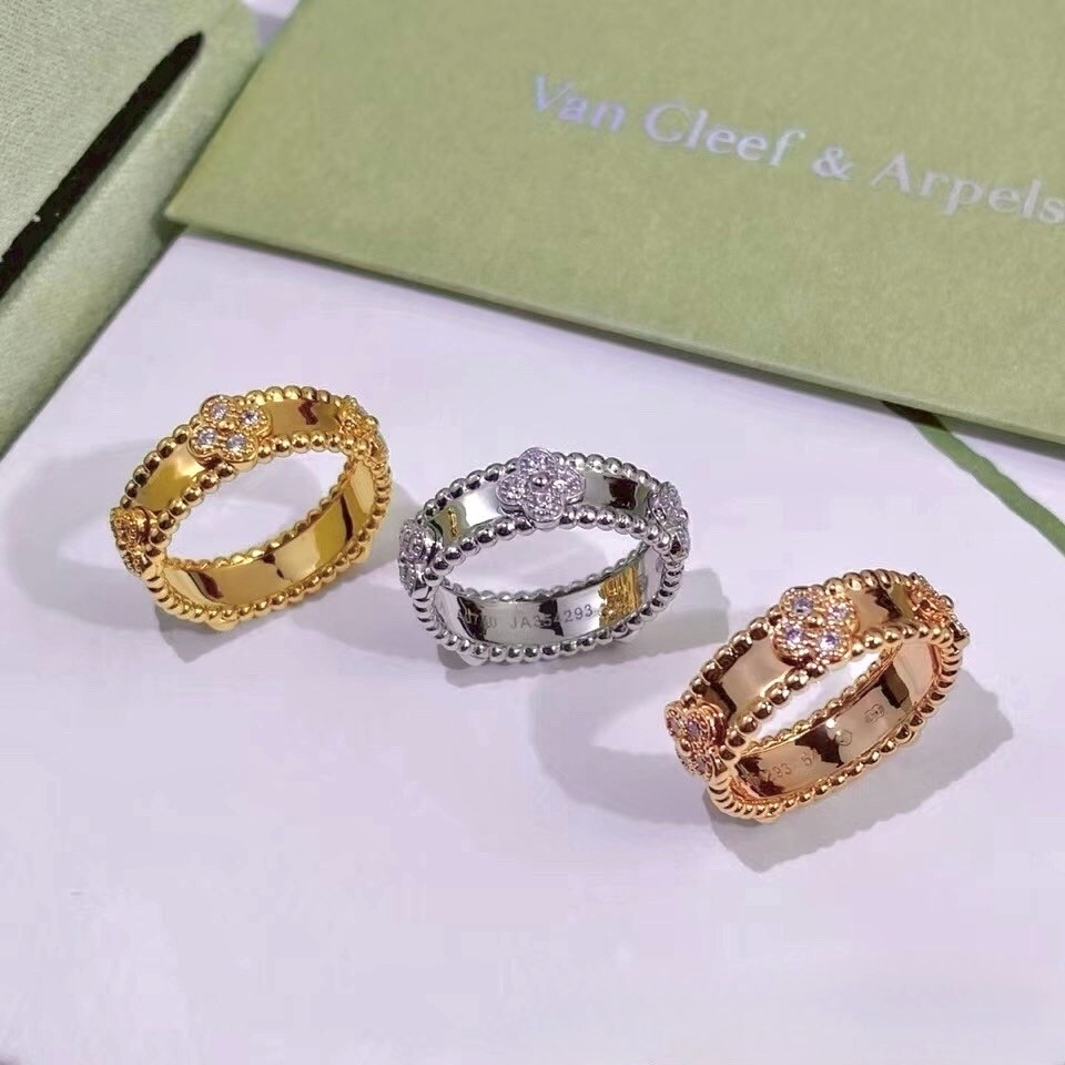 18k va”四葉草滿鑽萬花筒細戒”高奢定製戒