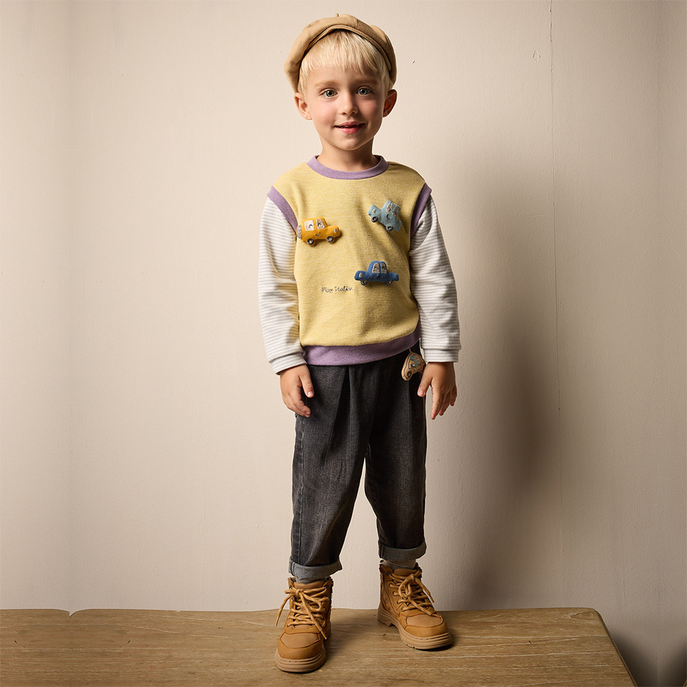 PIPPY  立體小車吊飾休閒牛仔長褲 灰