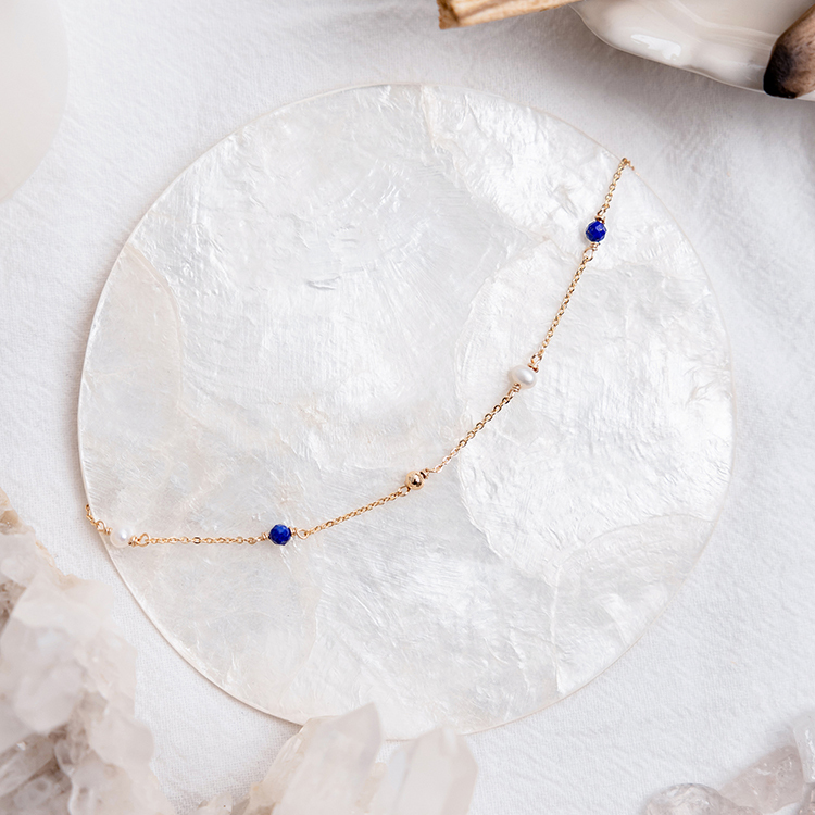 九月誕生石 • 風信子 • 重生的愛 – 珍珠青金石 – 手鍊