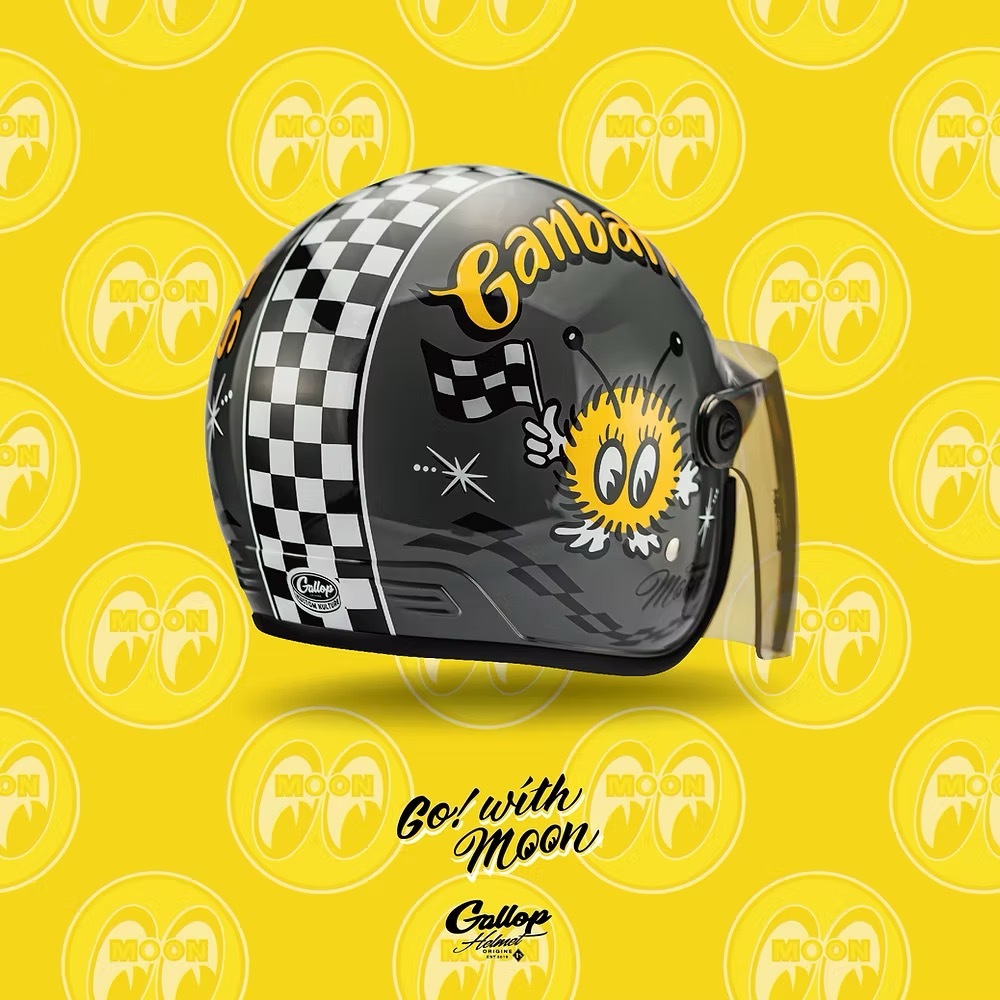 MOONEYES X GALLOP Kids helmets聯名童帽【水泥灰】 3/4罩式