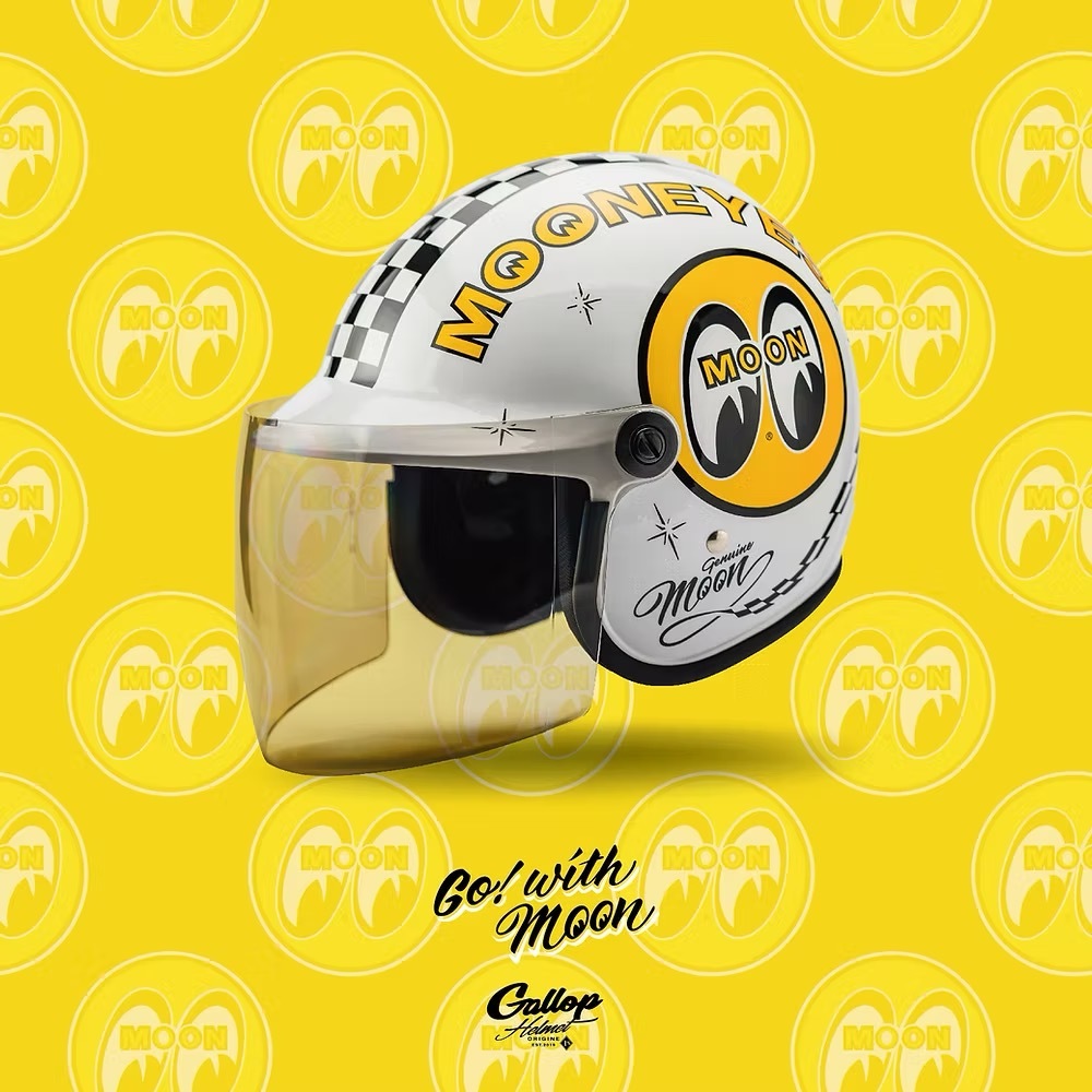MOONEYES X GALLOP Kids helmets聯名童帽【白色】 3/4罩式