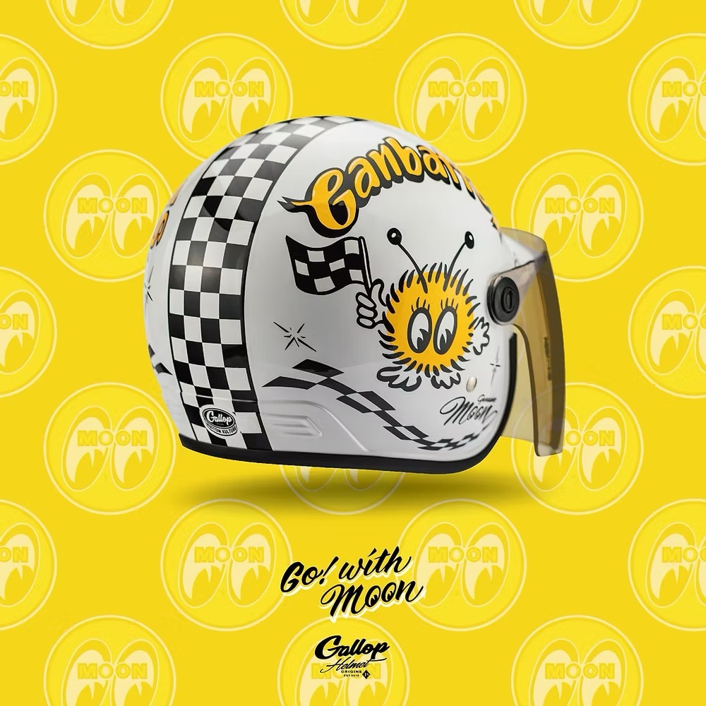 MOONEYES X GALLOP Kids helmets聯名童帽【白色】 3/4罩式