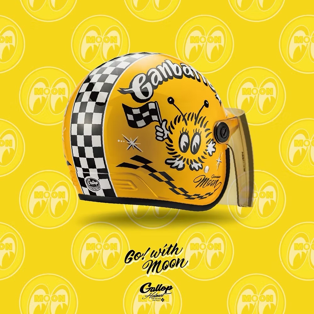 MOONEYES X GALLOP Kids helmets聯名童帽【黃色】 3/4罩式