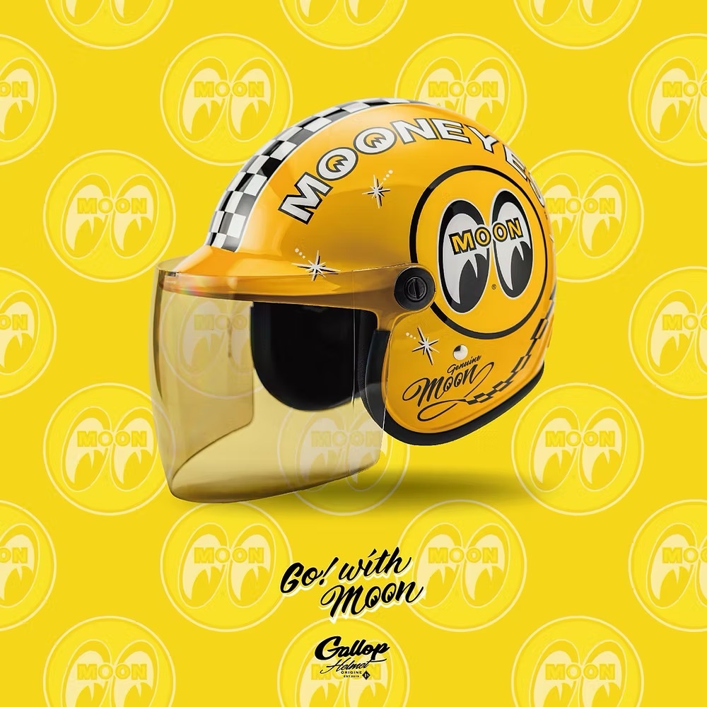 MOONEYES X GALLOP Kids helmets聯名童帽【黃色】 3/4罩式