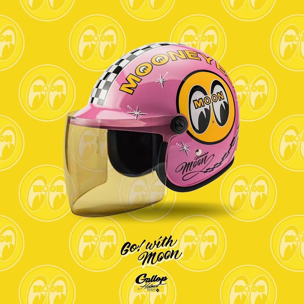 MOONEYES X GALLOP Kids helmets聯名童帽【粉色】 3/4罩式