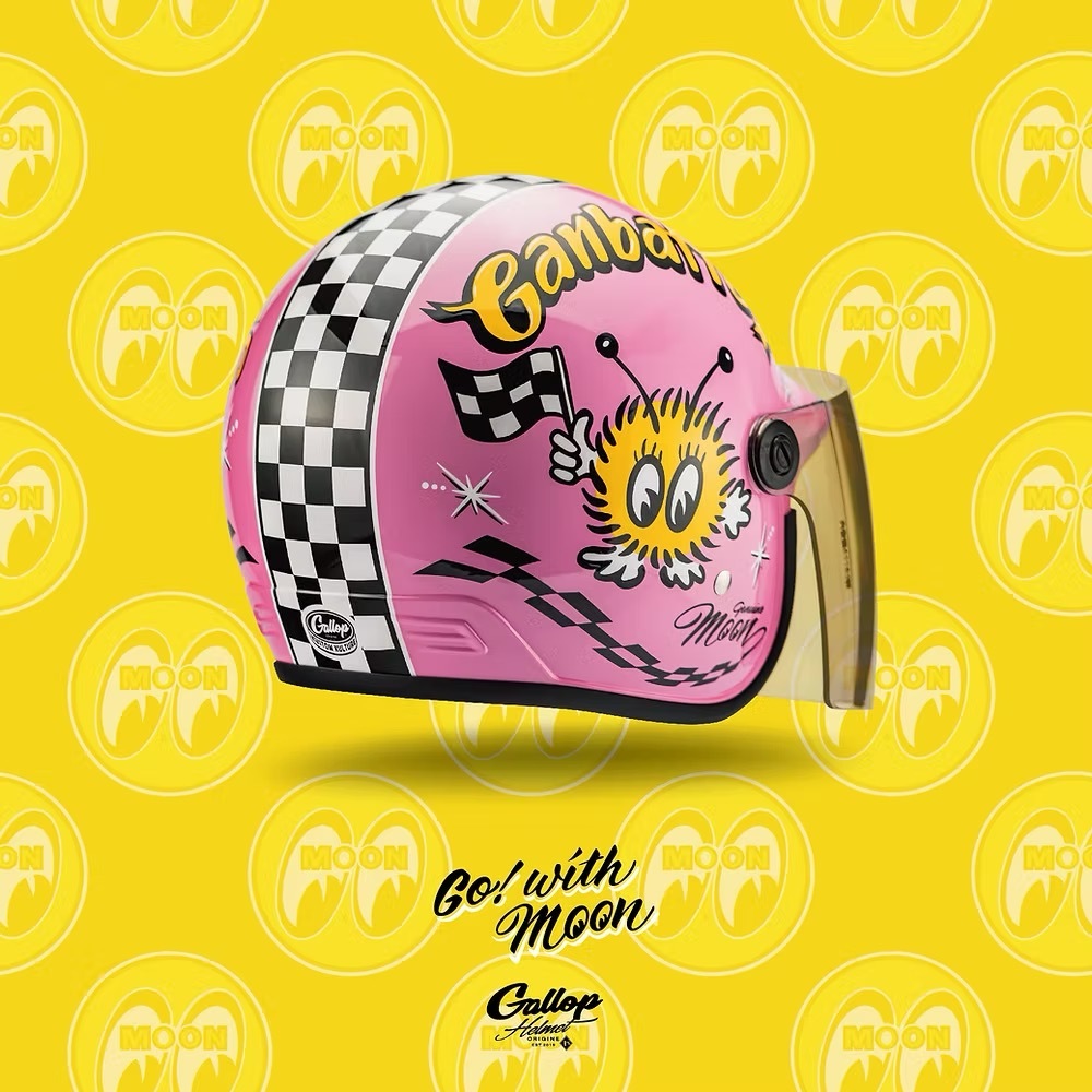 MOONEYES X GALLOP Kids helmets聯名童帽【粉色】 3/4罩式