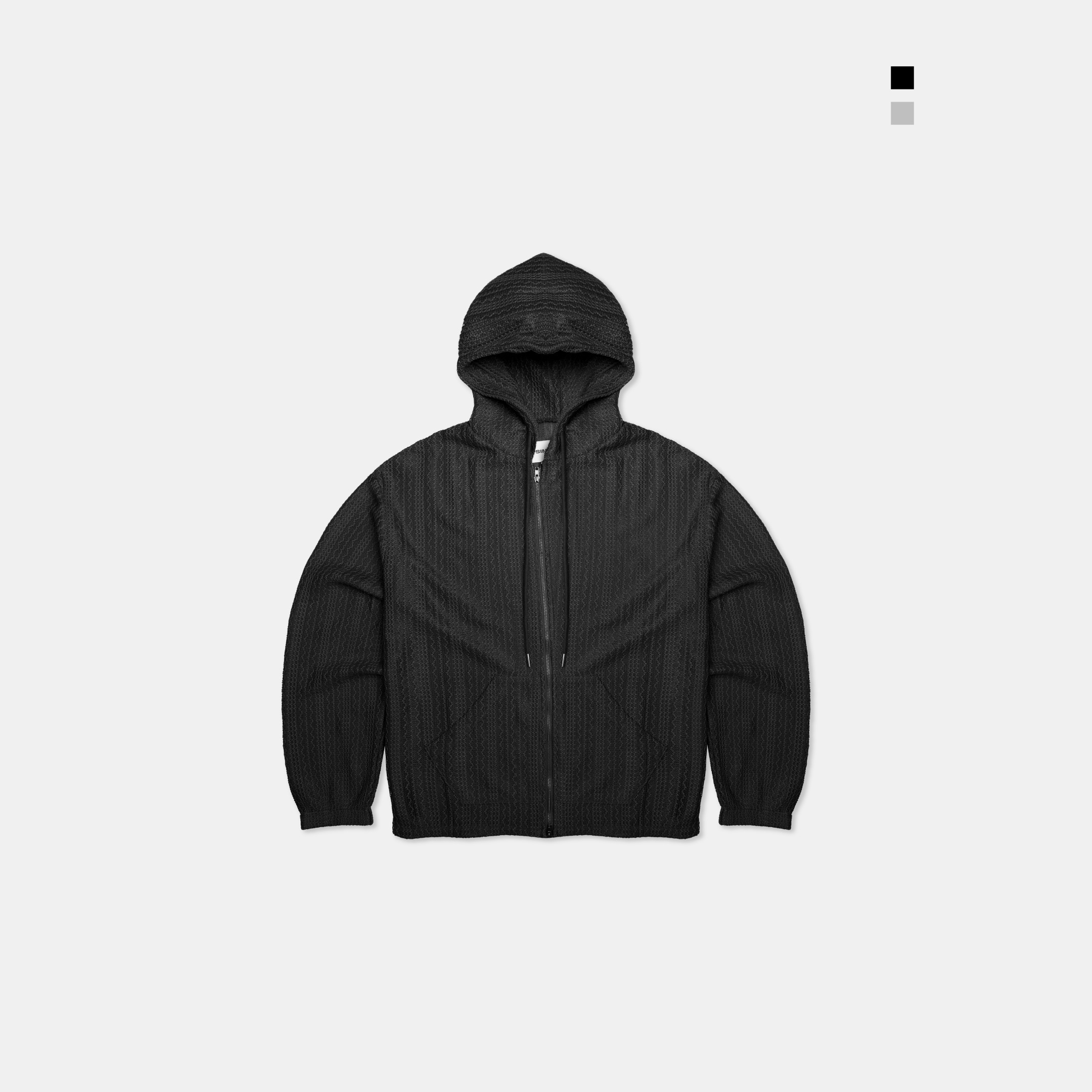 SIMON MADE OW-2501 薄針織 麻花 條紋 連帽 外套