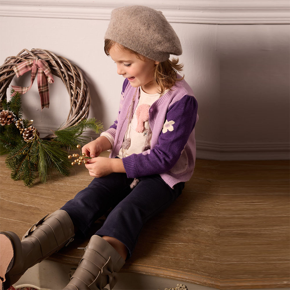 PIPPY 典雅花邊口袋腰圍鬆緊休閒長褲 藍