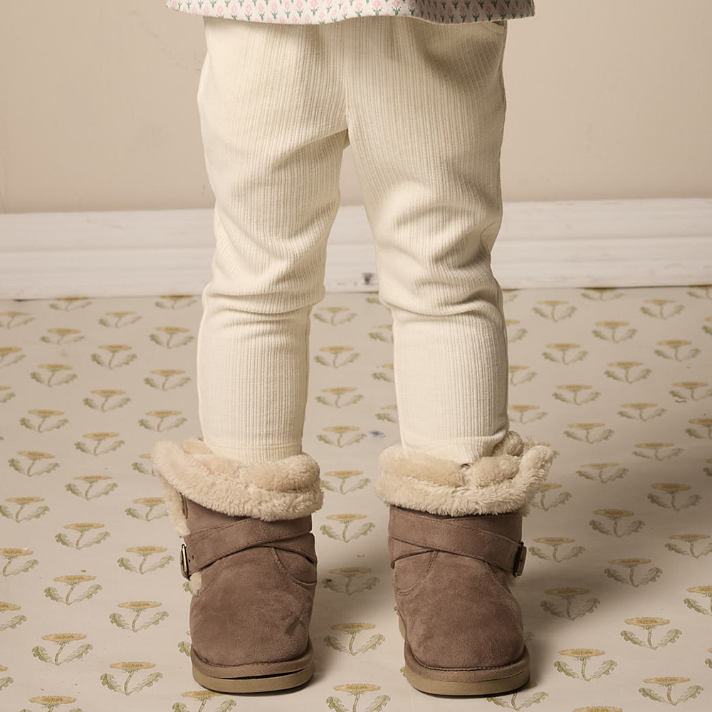 PIPPY 優雅刺繡小花長褲 米白