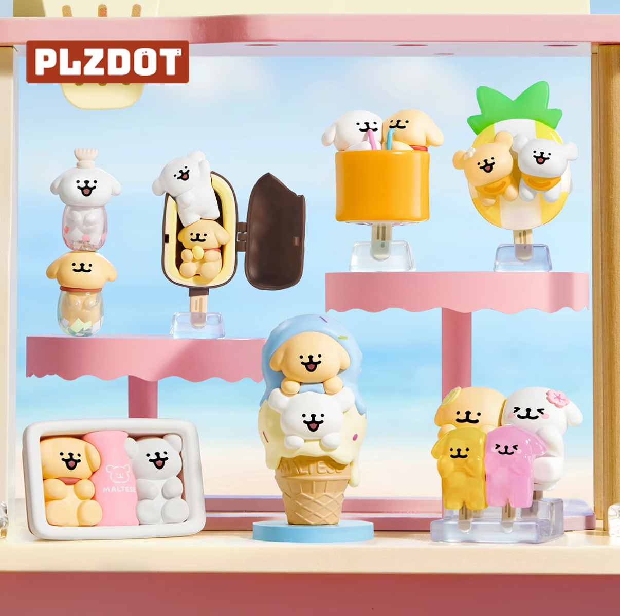 線條小狗 Maltese 馬爾濟斯 正版授權 夏日冰激凌 Mini系列盲盒 公仔 盲盒 6+1款(任買兩件711免運)/預購