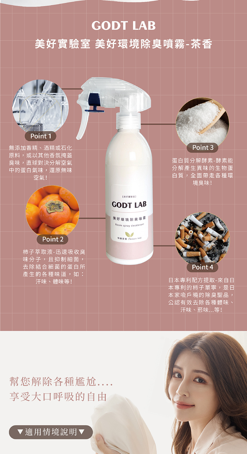 GODT LAB 美好實驗室，經典茶香除臭噴霧