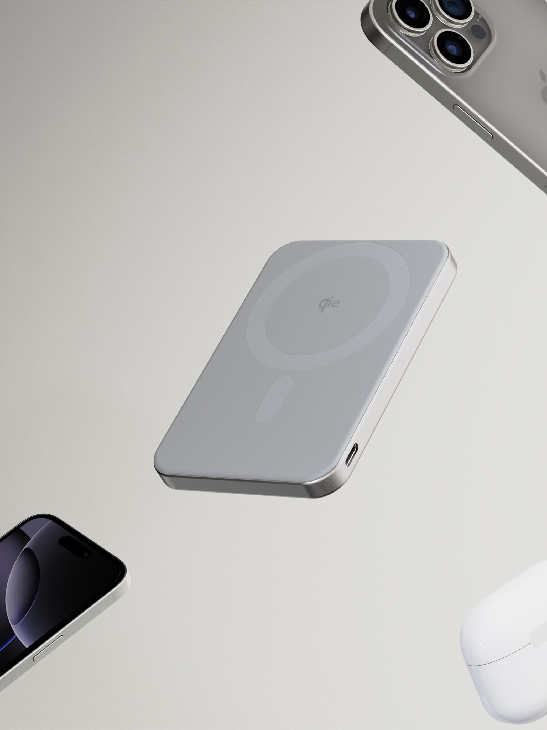 Allite LITE 超薄充 5000 mAh Qi2 磁吸支架行動電源（ 產品標示 Wh，可帶上飛機 ）