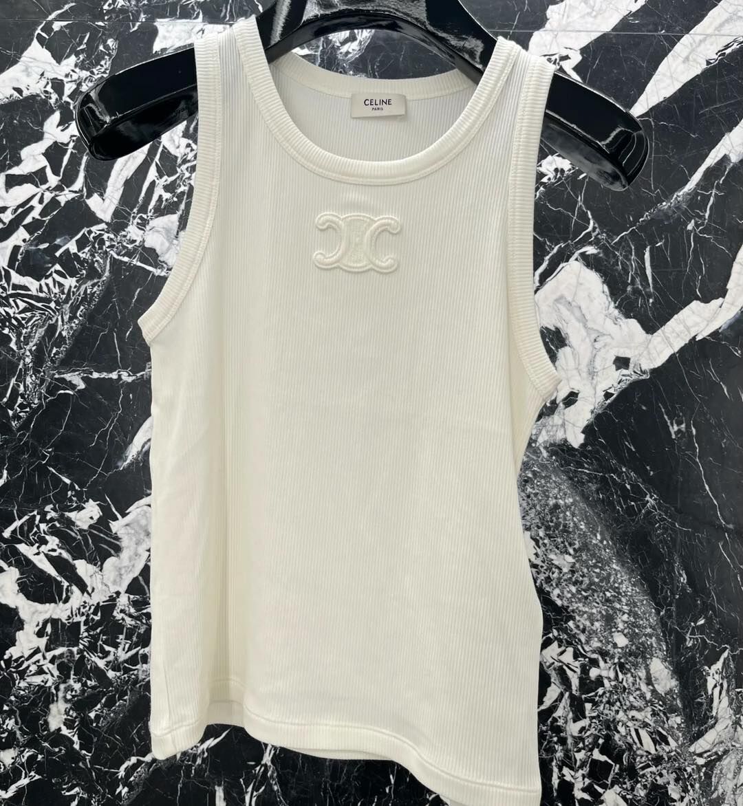 CELINE 白色棉質背心 M