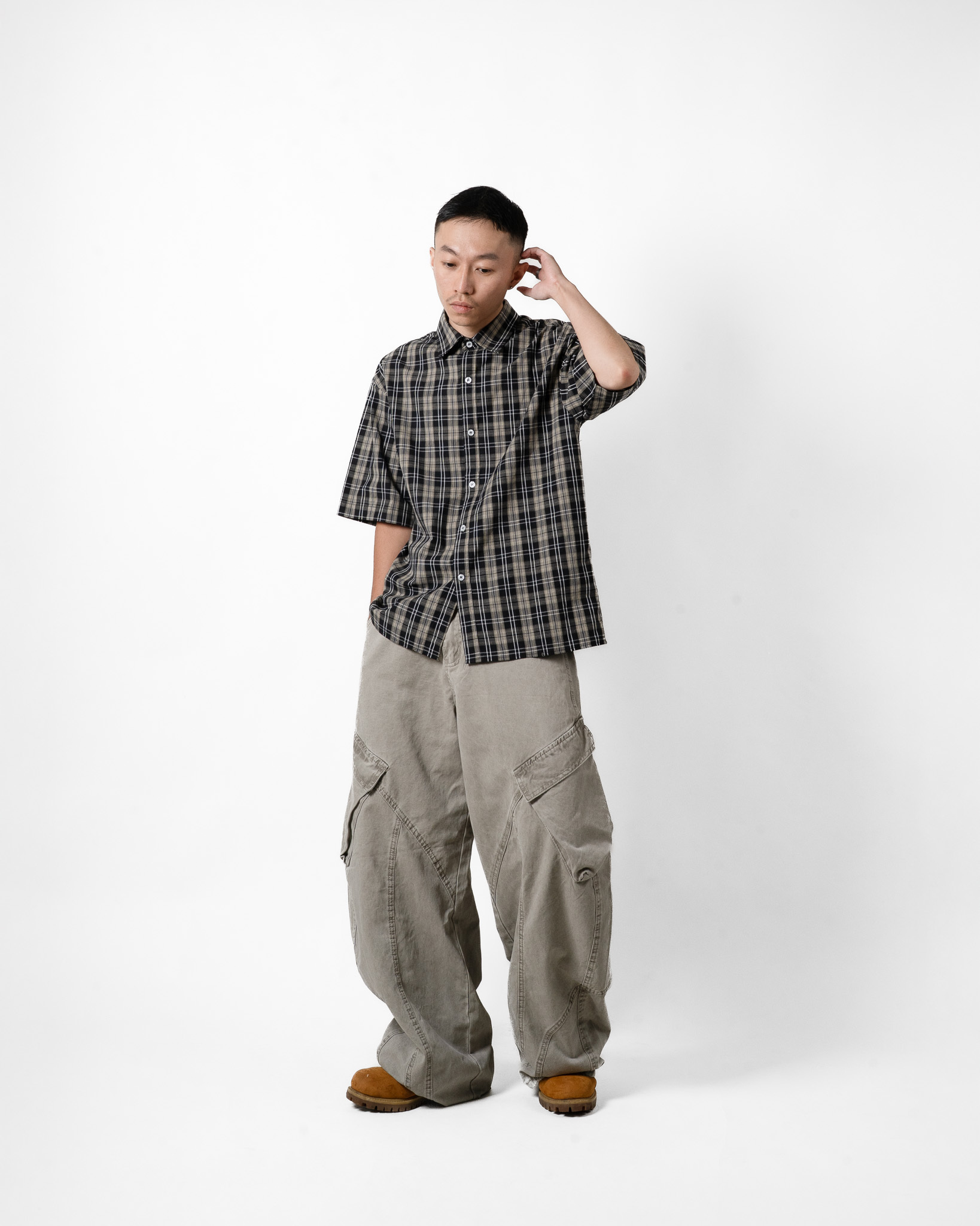 OurPick Checked Plaid Shirts 日系黑棕格紋襯衫