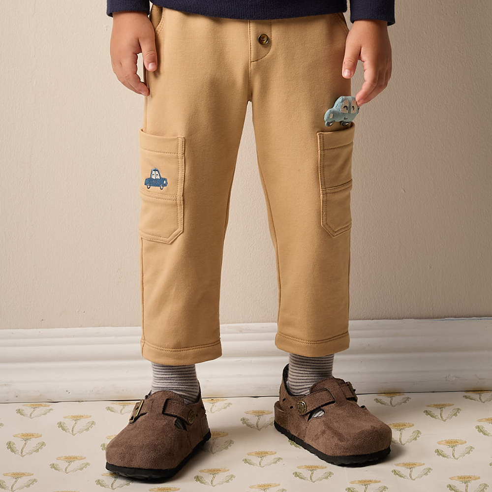 PIPPY 可愛小汽車大口袋個性工裝褲 黃