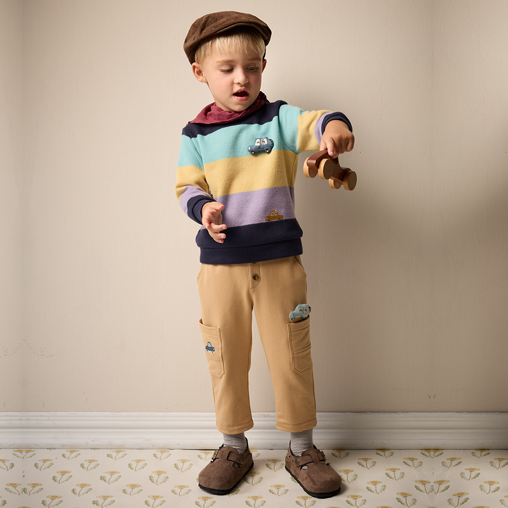 PIPPY 可愛小汽車大口袋個性工裝褲 黃