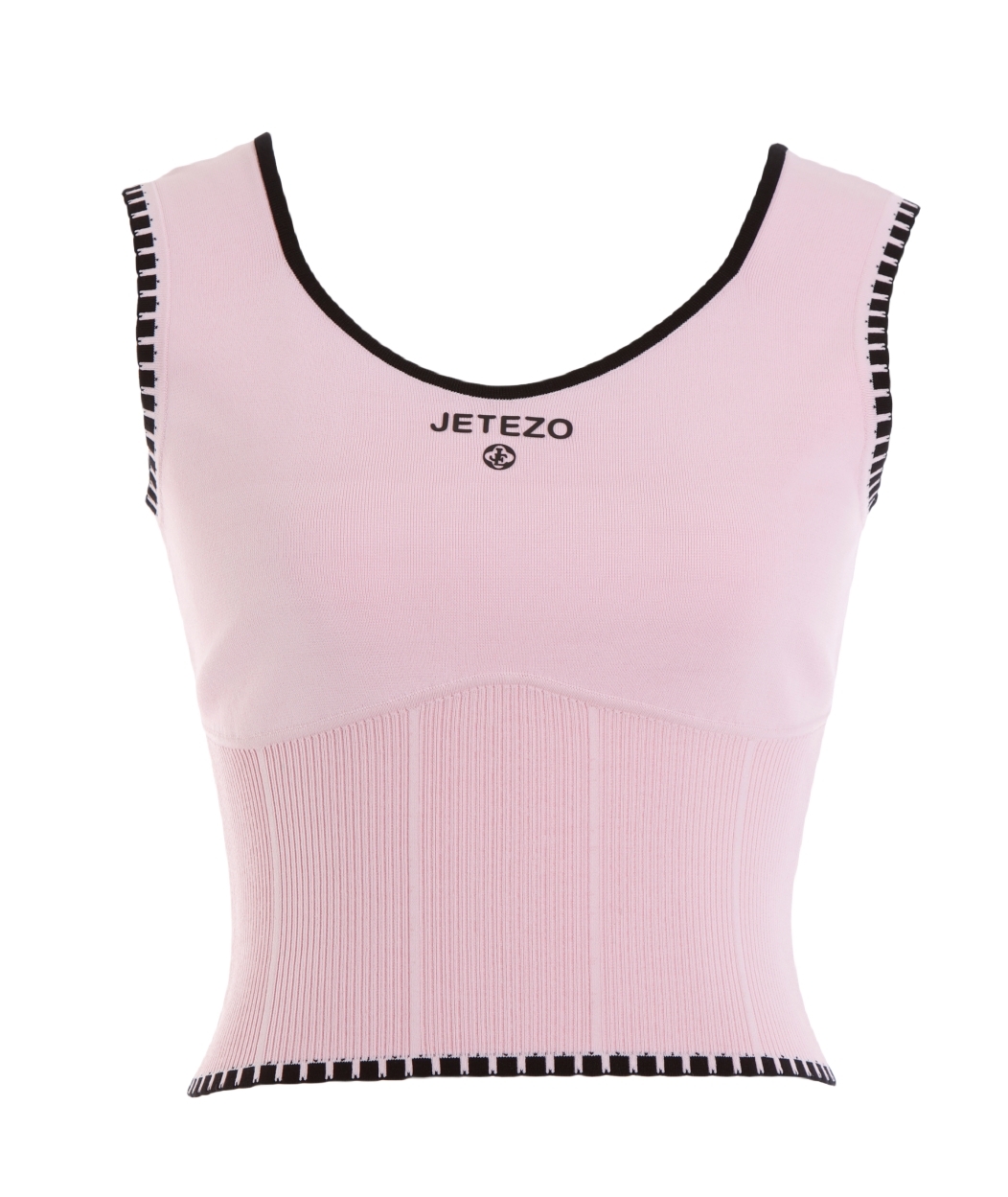 BD10207F1 黑色勾邊U領收腰針織馬甲