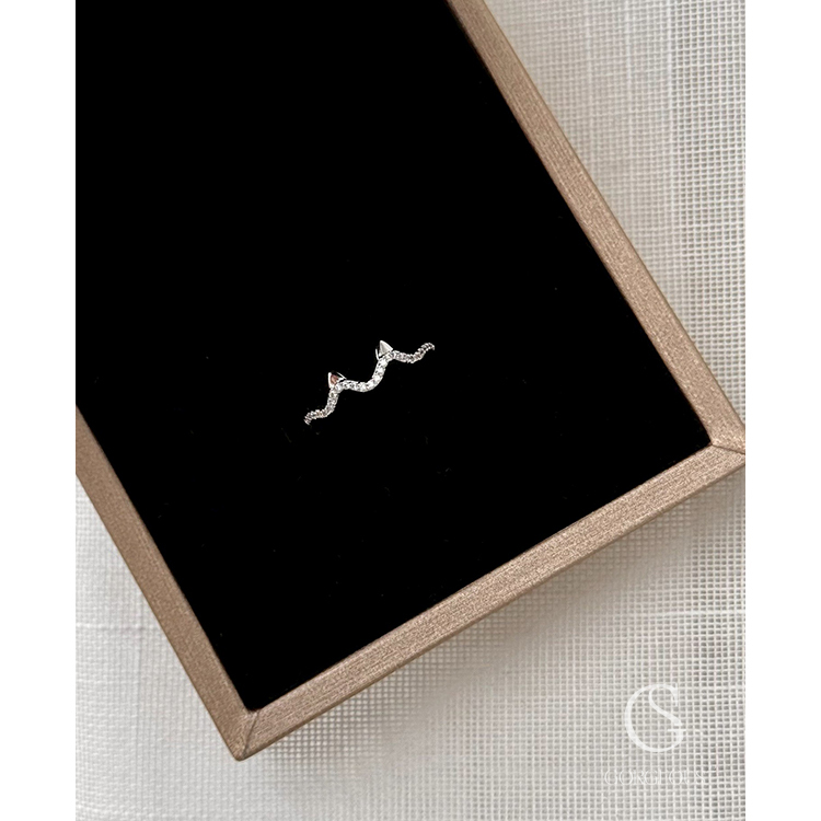 R77 現貨「線條貓耳尾戒」