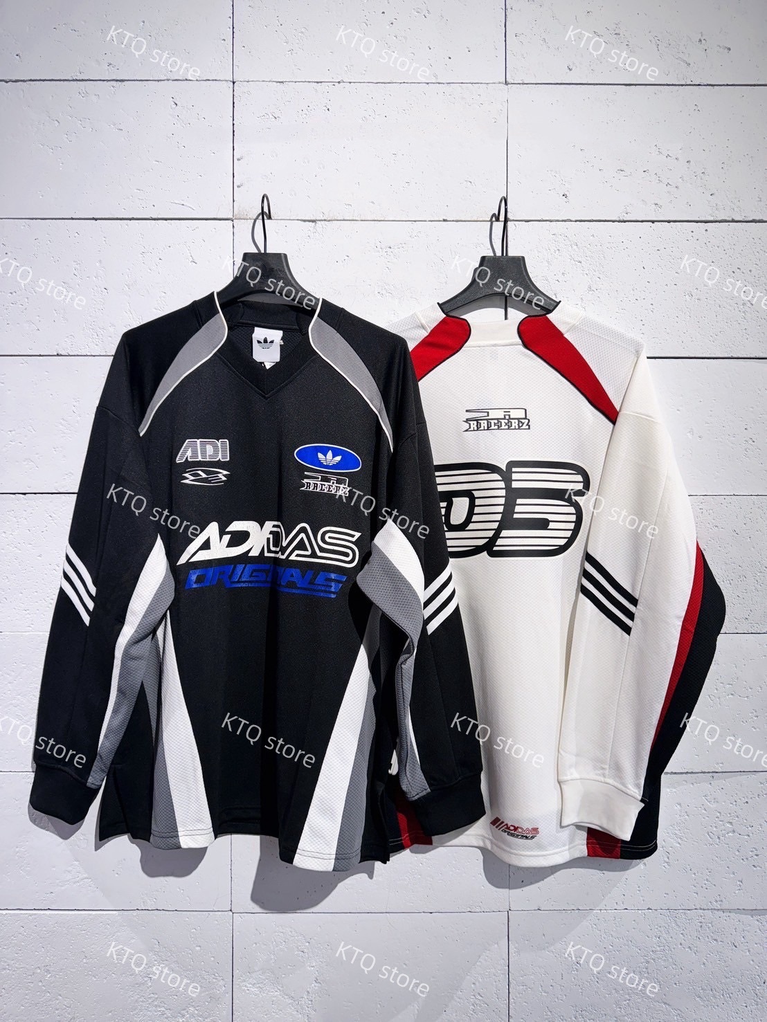 KTQ STORE ‧ Adidas 長袖上衣  美式刺繡 Originals 米白紅 KF5156 黑藍 KF5155