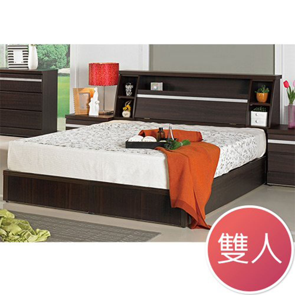 凱恩胡桃5尺雙人床(不含床墊)