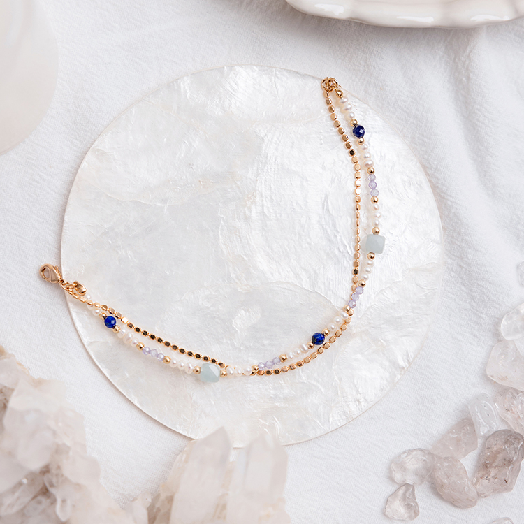 九月誕生石 • 丹頂蔥 • 不要放棄 – 青金海藍寶 – 手鍊