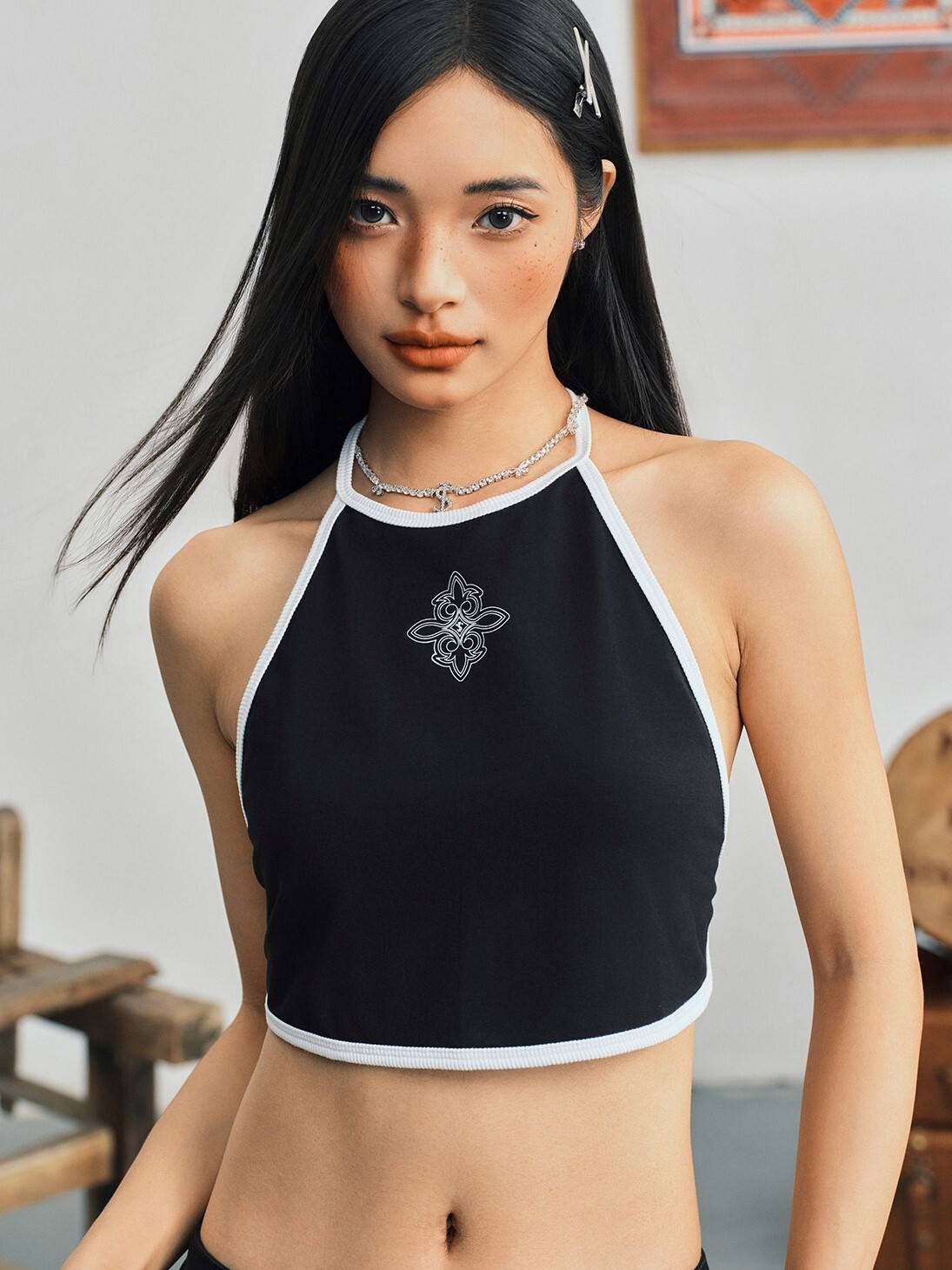 STK SmallTownKid 民族風Logo 針織掛脖背心