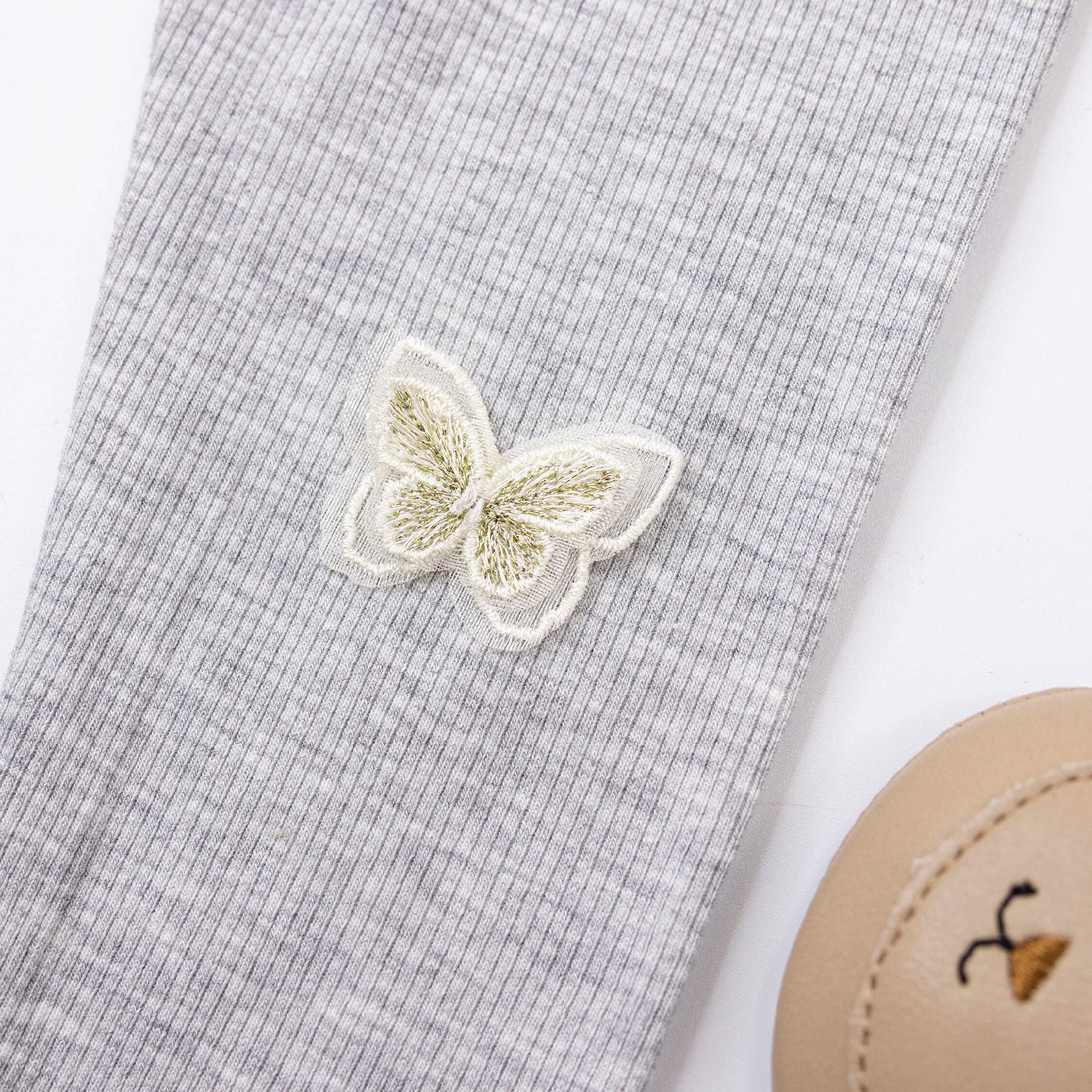 【H55281】氣質蝴蝶刺繡坑條紋內搭褲