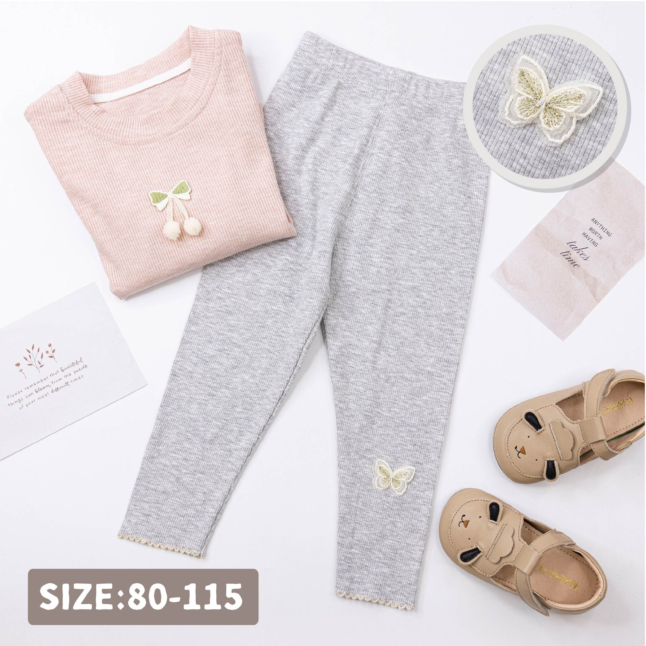 【H55281】氣質蝴蝶刺繡坑條紋內搭褲