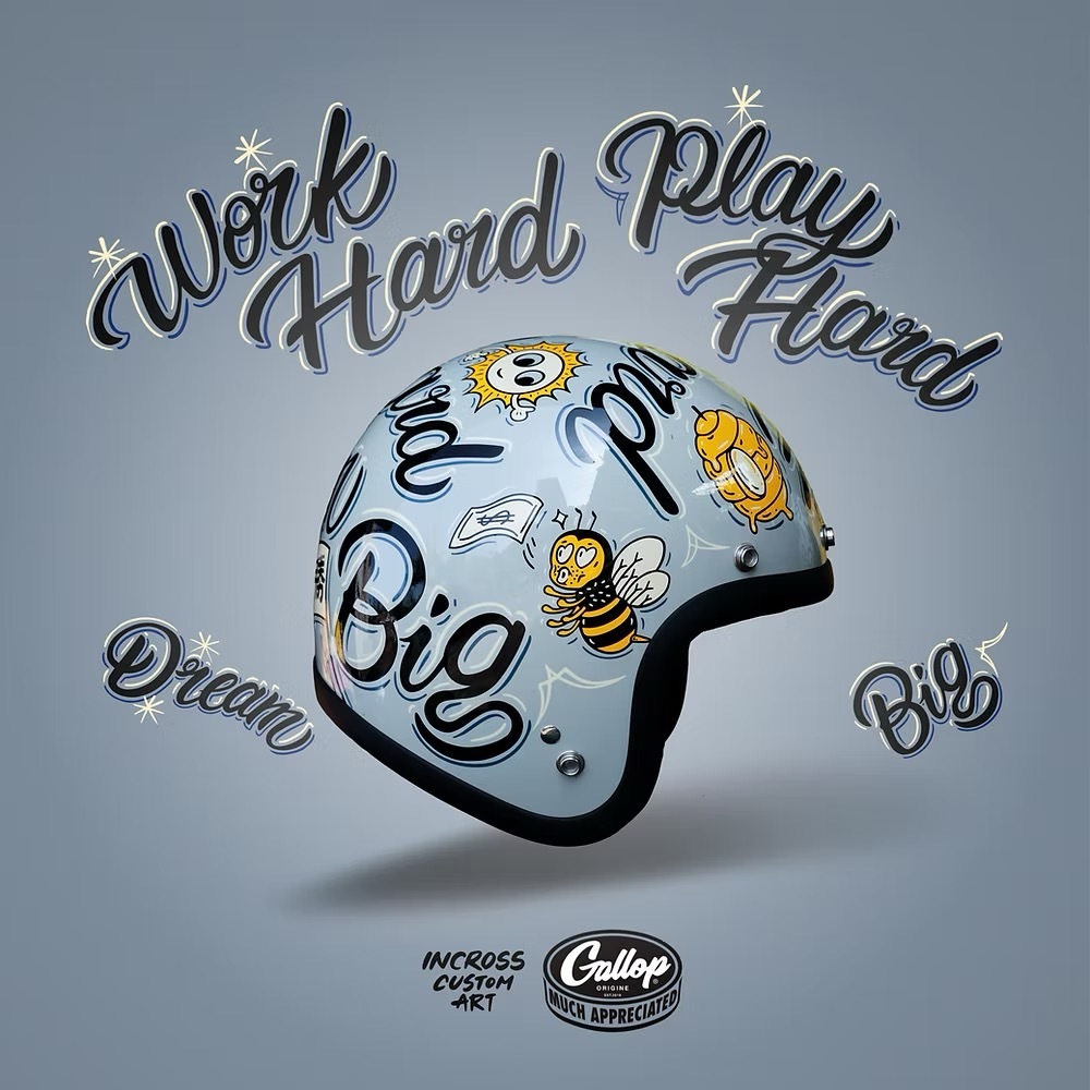 GALLOP DREAM BIG BEE HELMET【水泥綠】 3/4罩式