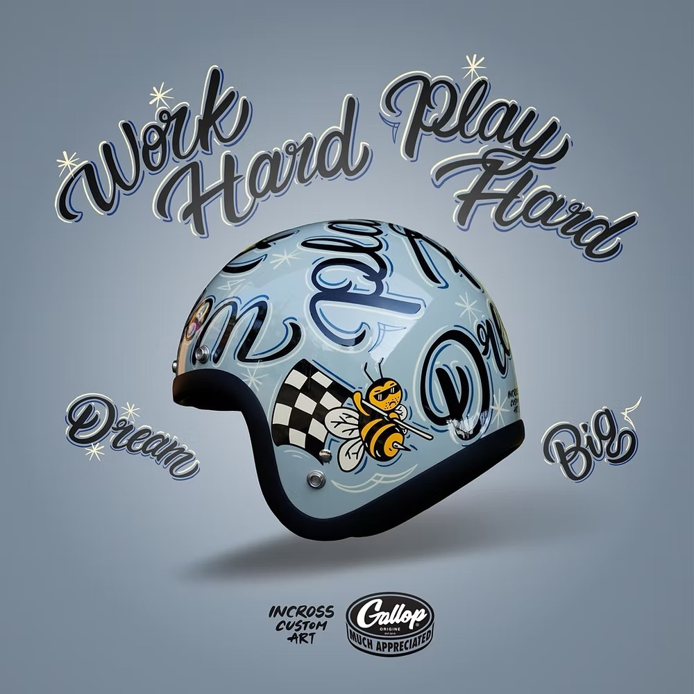 GALLOP DREAM BIG BEE HELMET【水泥綠】 3/4罩式