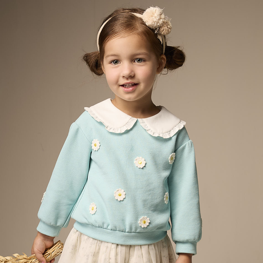 PIPPY 朵朵可愛蕾絲花翻領長袖上衣 綠