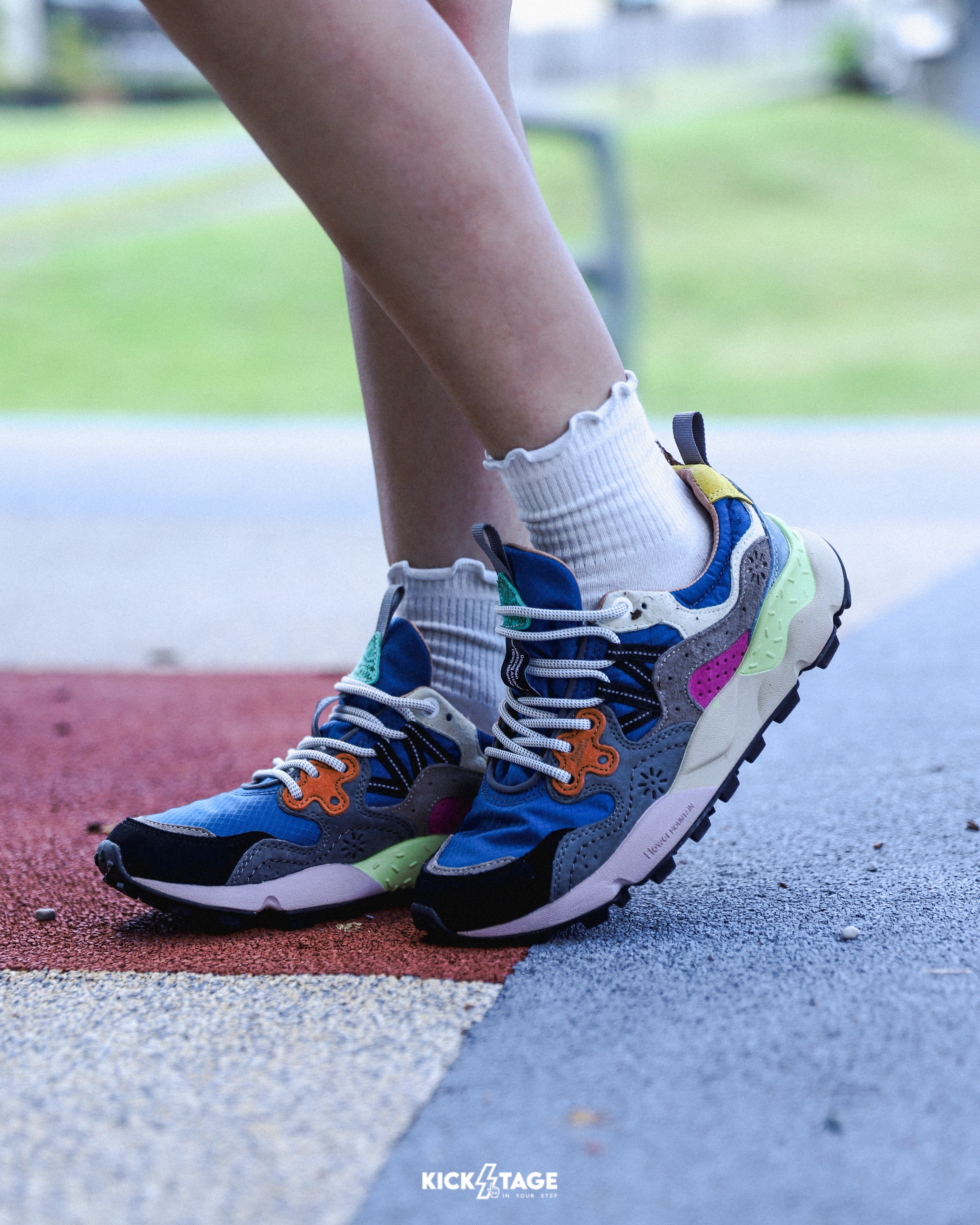 女鞋 Flower MOUNTAIN 山霧花野 YAMANO 3 山野3 藍 戶外 皮革 多層次拼接 軟木鞋墊 耐磨橡膠大底 休閒鞋【FM2559205】