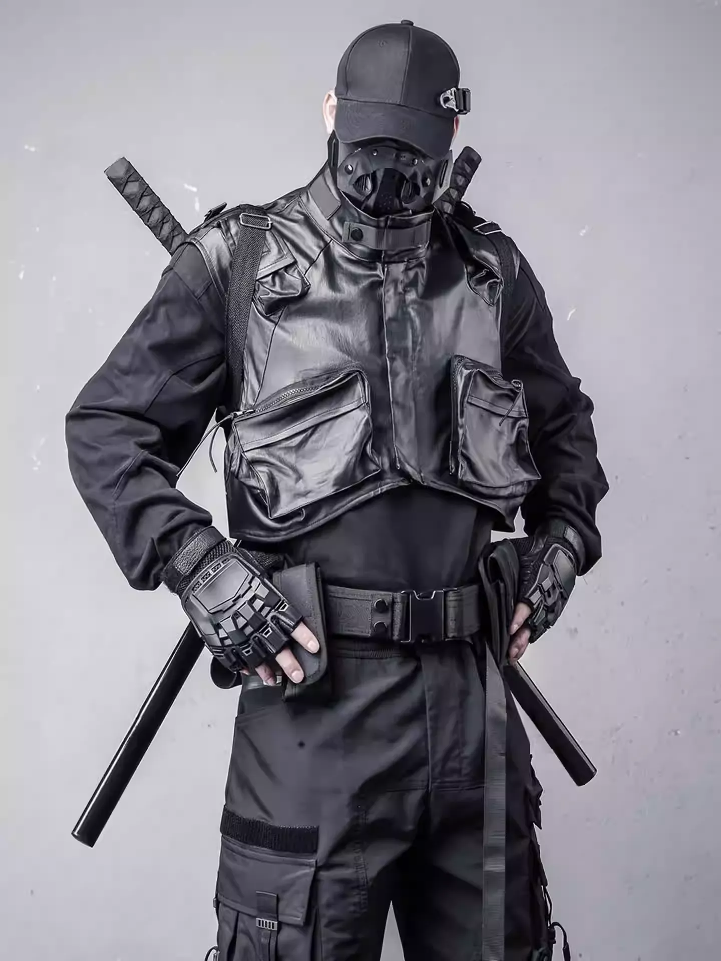 𝙏𝙀𝘾𝙃𝙒𝙀𝘼𝙍 暗黑機能立領蠟面塗層傘兵背心