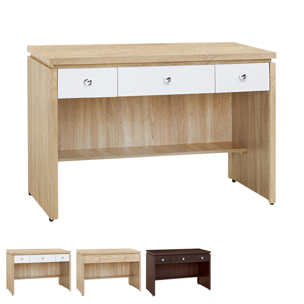 傑寶4尺簡約三抽書桌/工作桌(三色可選)