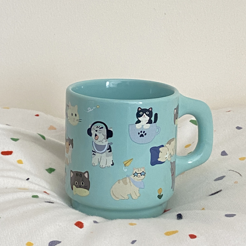 薄荷系狗狗貓貓馬克杯
