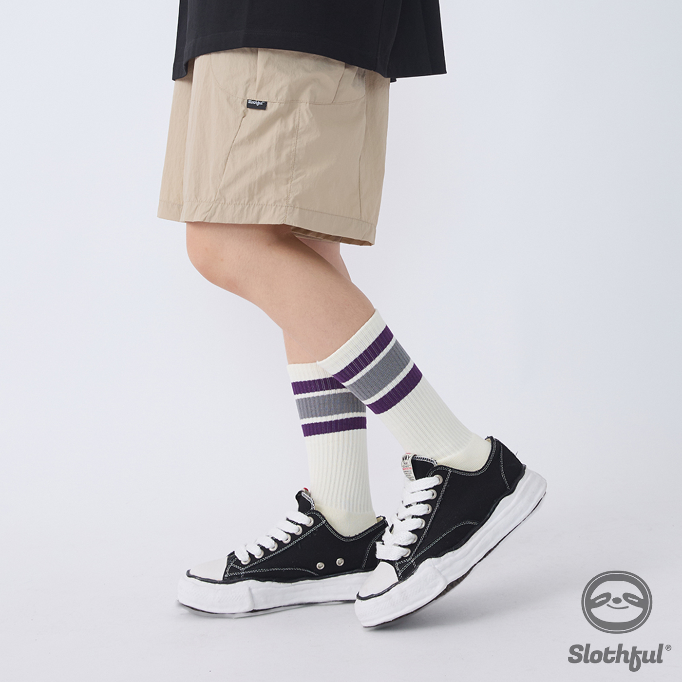 條紋中筒毛巾襪