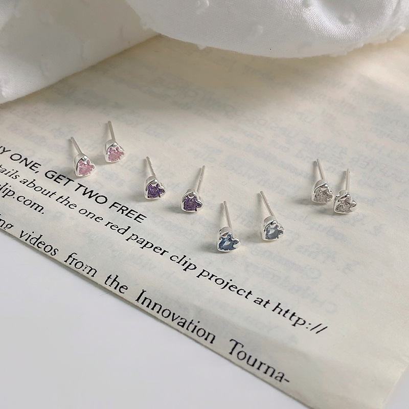 S925純銀針愛心熔岩耳環