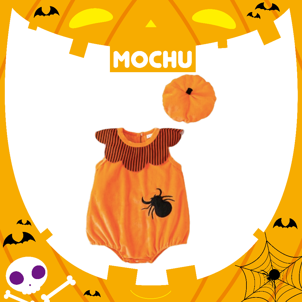 (12-18M現貨)蜘蛛刺繡花瓣領包屁衣(含帽子)