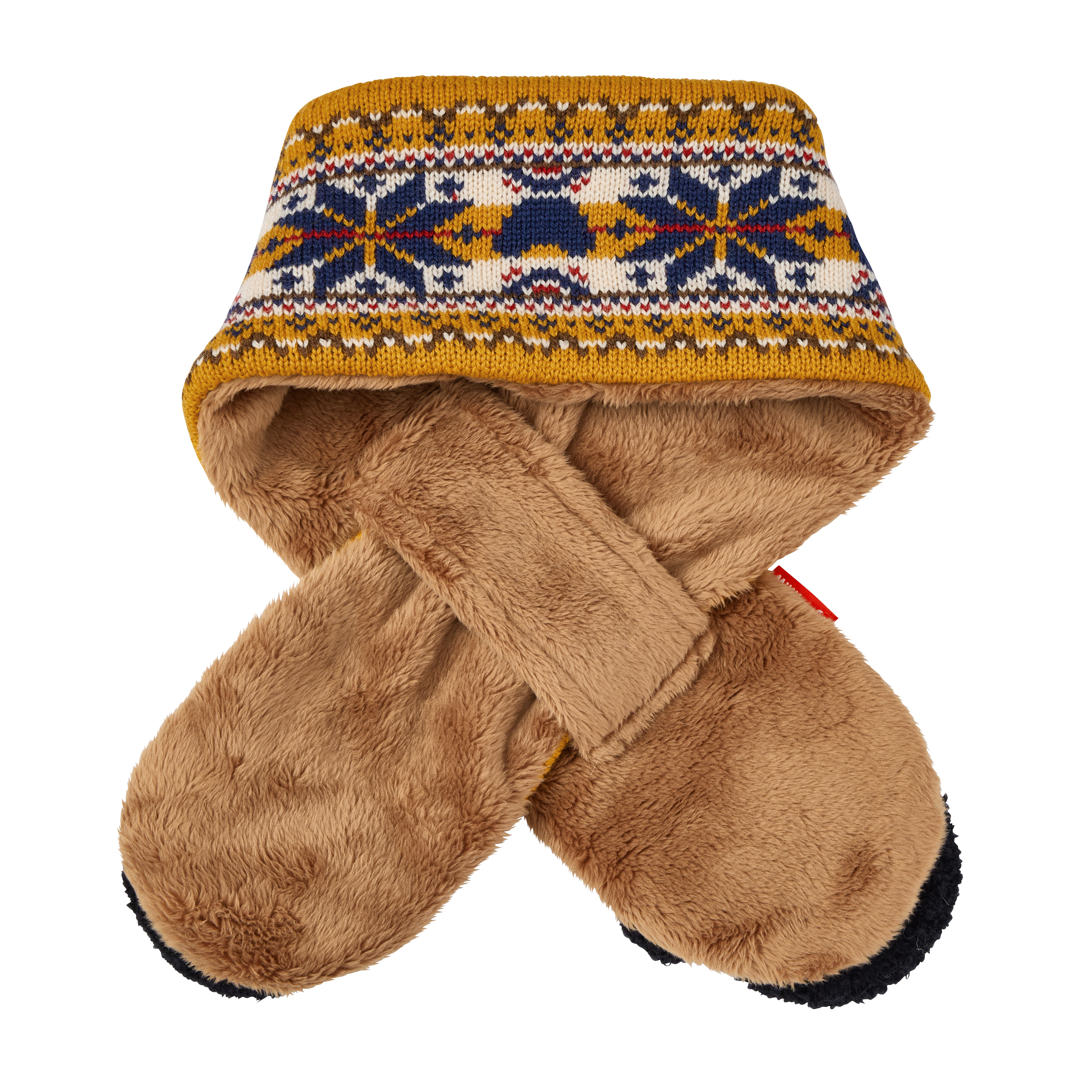 Double B 圖騰編織圍巾-芥末色