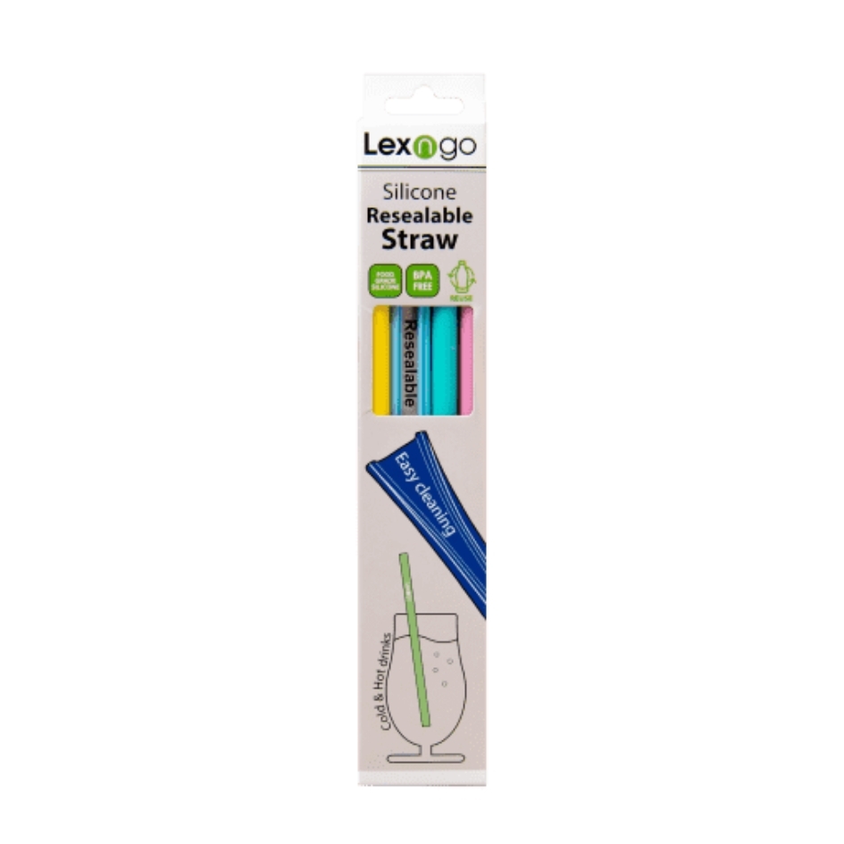 Lexngo Pack of 4pcs, Resealable Reusable Straw (Solid Color)