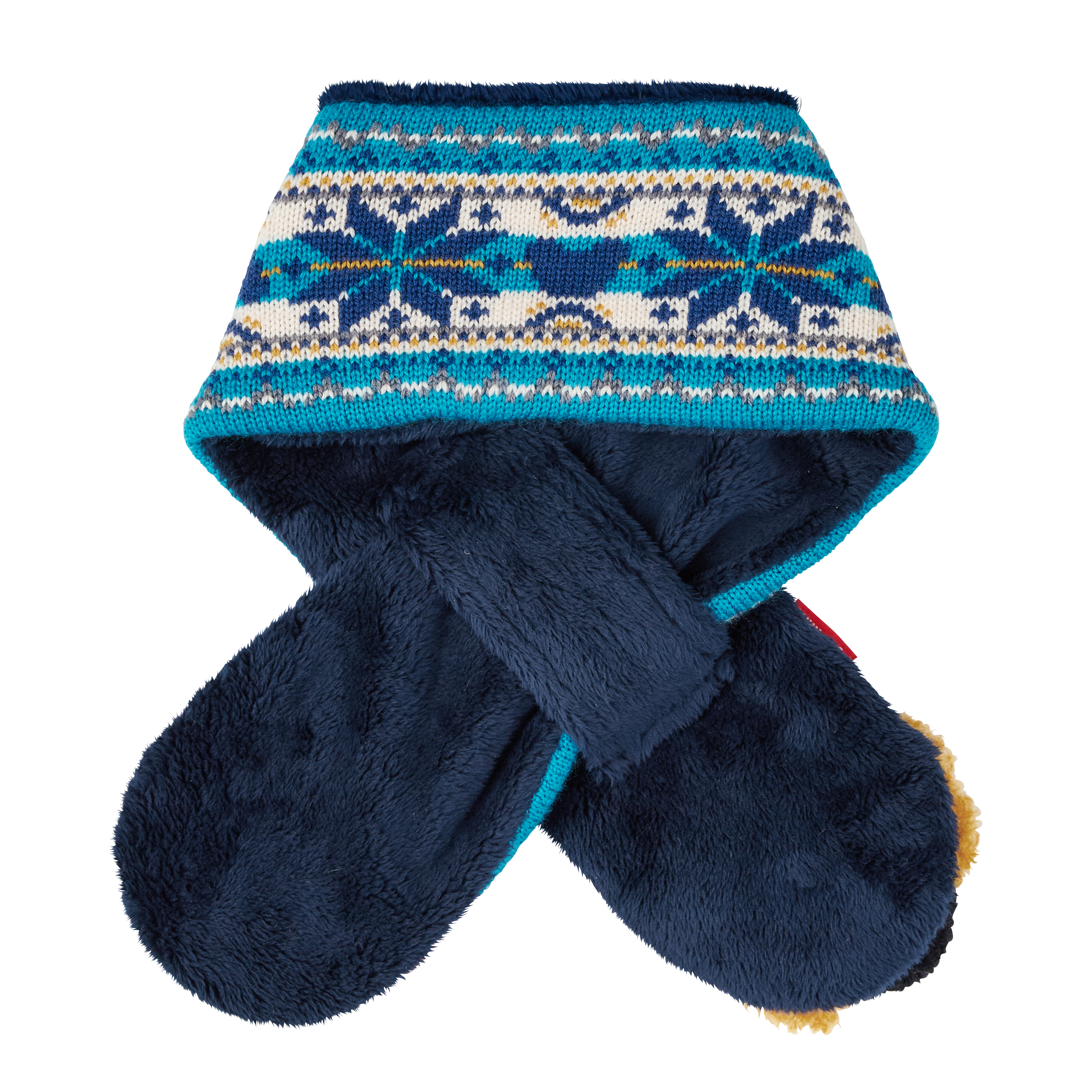 Double B 圖騰編織圍巾-藍色