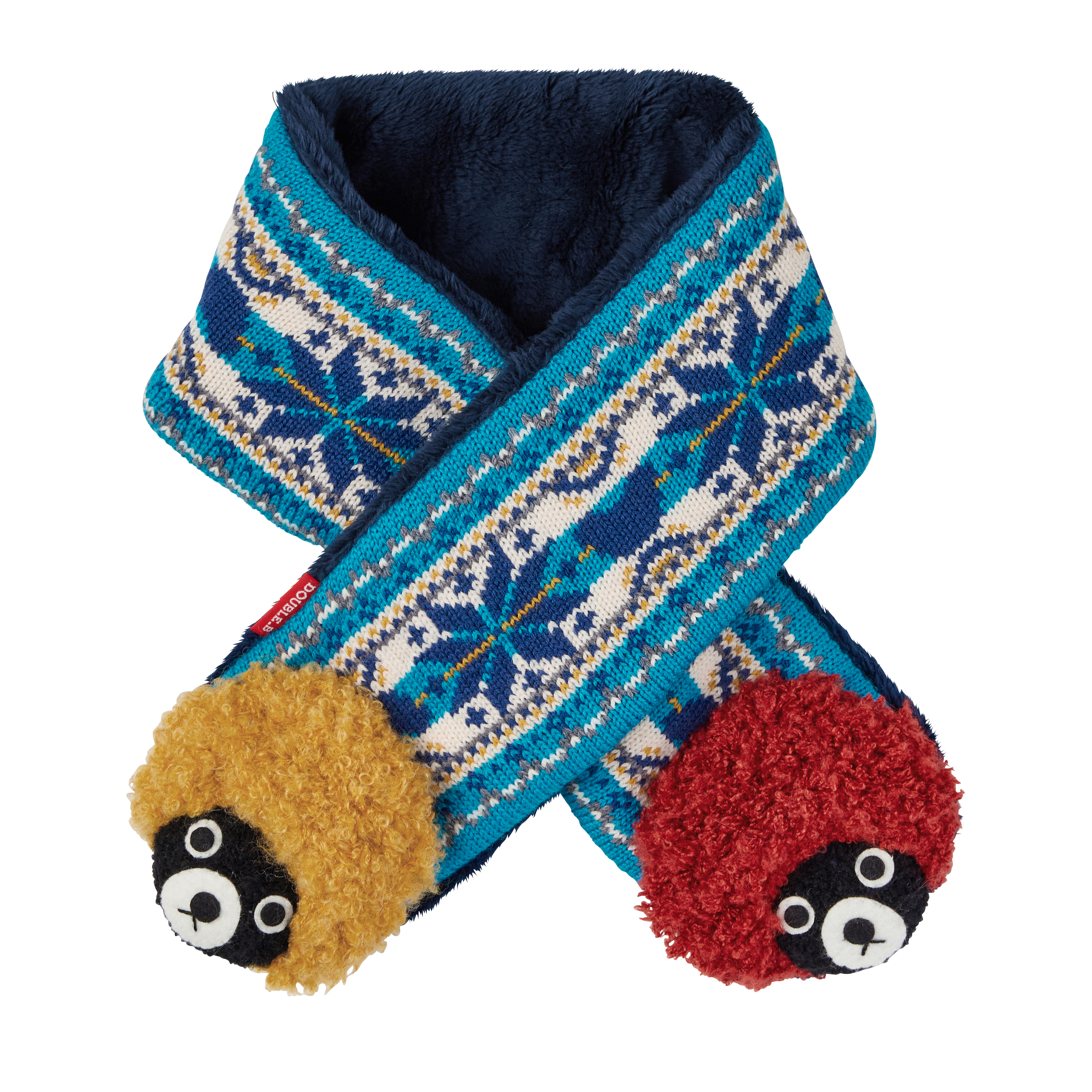 Double B 圖騰編織圍巾-藍色