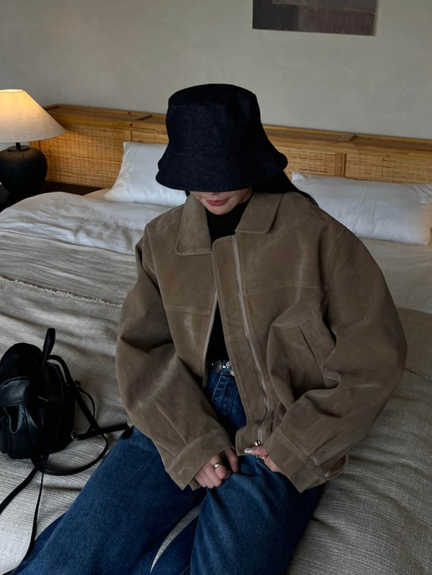 麂皮下鬆緊帥氣外套*3色