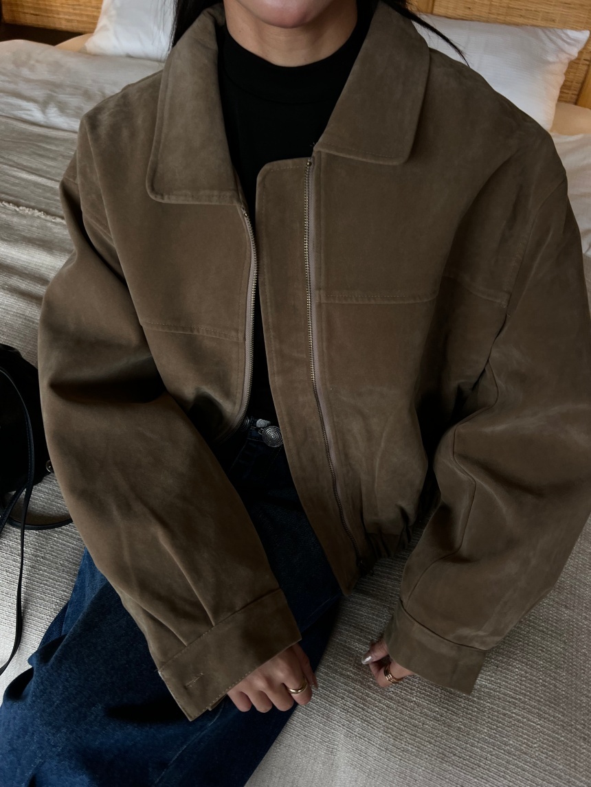 麂皮下鬆緊帥氣外套*3色
