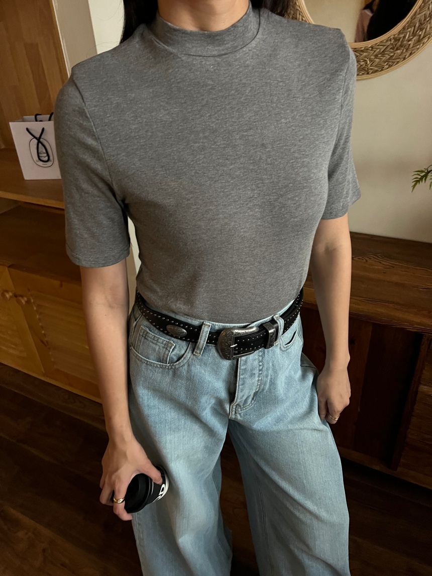 羊絨立領圓領短袖*3色