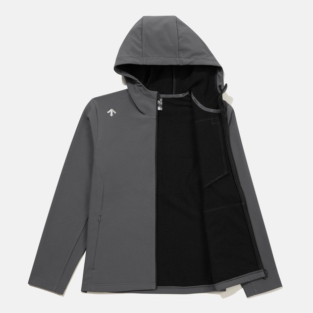 DESCENTE 迪桑特 經典 小LOGO款 尼龍風衣外套 斜口袋 灰色 (秋冬早鳥優惠預購)