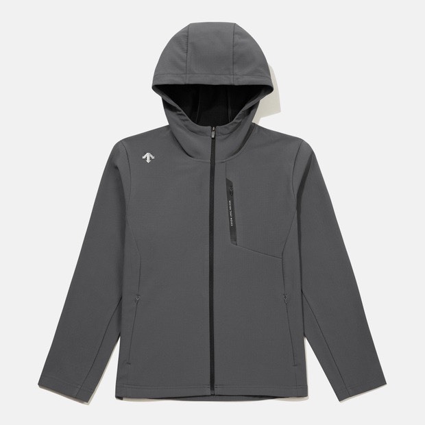 DESCENTE 迪桑特 經典 小LOGO款 尼龍風衣外套 斜口袋 灰色 (秋冬早鳥優惠預購)