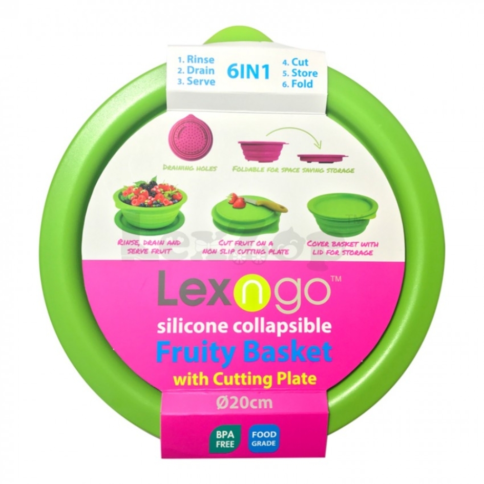 Lexngo Silicone Collapsible Fruity Basket with Cutting Plate - Green